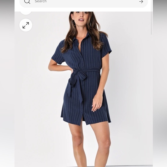 Lulus Dresses & Skirts - Lulus Navy Pinstripe Shirt Dress